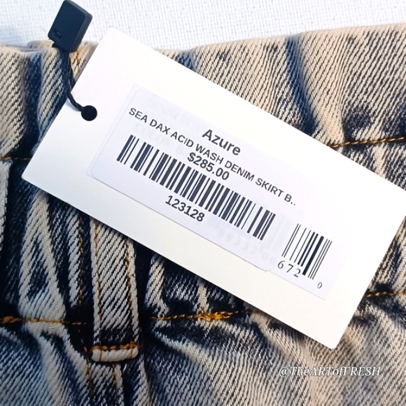 Sea New York Blue Gray Acid Washed Mini Skirt Casual - Picture 12 of 16